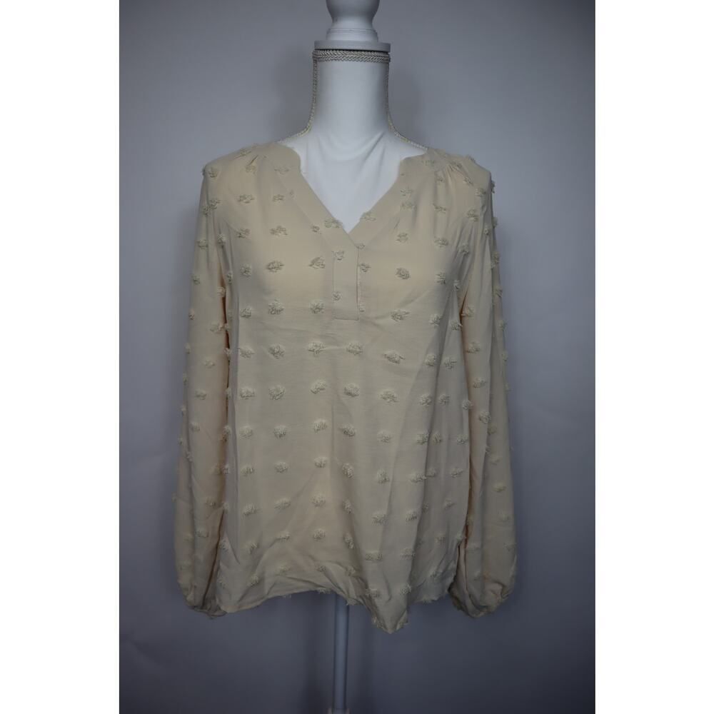 ePretty Women's Apricot Pom Pom V-Neck Blouse Size XL